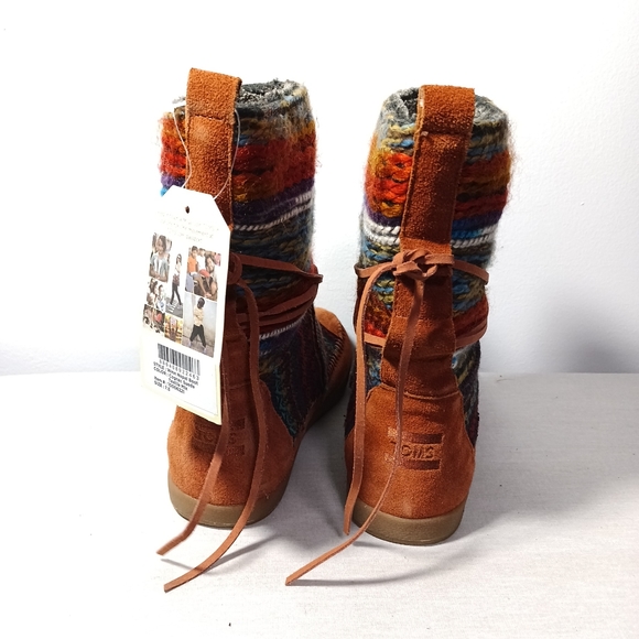 Toms Shoes Toms Nepal Boots In Cognac Suede Mixed Textile Size 75